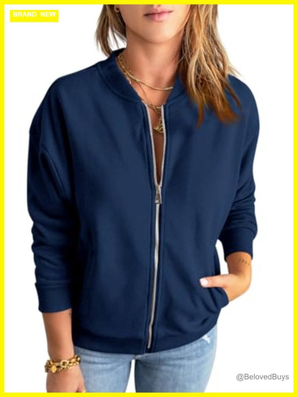 Women's Zip Up Hoodie Sweatshirt Long Sleeve Casual Loose Pockets